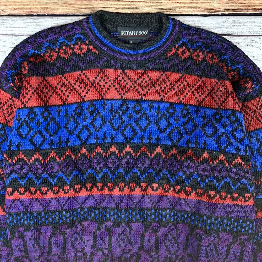 Vintage 1990s Botany 500 Multicolor Striped Sweater - Picture 2 of 5